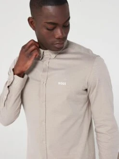 BOSS Biado_r Long Sleeve Regular Fit Shirt - Light Khaki  -Barbou Clothing Shop VIOPM SQ4 0000002348 LIGHT KHAKI MDd