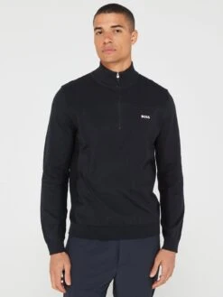 BOSS Momentum Quarter Zip Jumper - Dark Blue