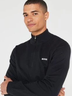 BOSS Momentum Quarter Zip Jumper - Dark Blue -Barbou Clothing Shop VIOSI SQ5 0000000354 DARK BLUE MDd1