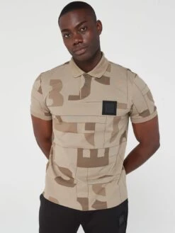 BOSS Pirax Lotus Relaxed Fit Polo Shirt - Khaki 