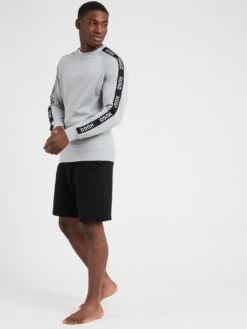 HUGO Sporty Tape Logo Lounge Sweatshirt - Medium Grey -Barbou Clothing Shop VIS0P SQ3 0000000005 GREY MDo