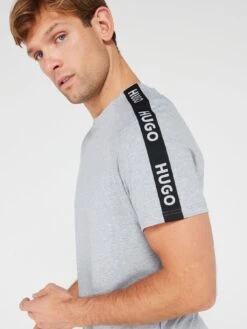 HUGO Sporty Tape Logo Lounge T-Shirt - Medium Grey -Barbou Clothing Shop VIS81 SQ4 0000000005 GREY MDd