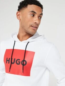 HUGO Duratschi223 Large Logo Overhead Hoodie - White -Barbou Clothing Shop VIYZN SQ5 0000000013 WHITE MDd1