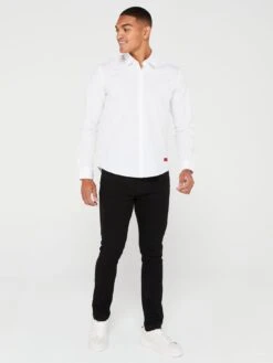 HUGO Ermo Slim Fit Long Sleeve Shirt -Barbou Clothing Shop VIZ37 SQ3 0000000013 WHITE MDo