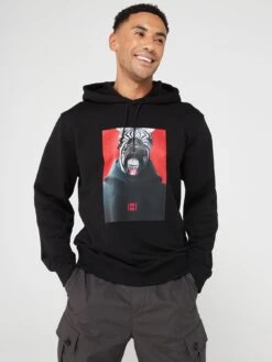 HUGO Debras Zebra Print Overhead Hoodie