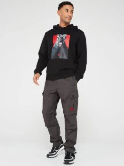 HUGO Debras Zebra Print Overhead Hoodie -Barbou Clothing Shop VIZ5C SQ3 0000000004 BLACK MDo