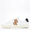 BOSS Aiden Monogram Detail Trainers - White/Tan -Barbou Clothing Shop VIZ6G SQ1 0000005642 WHITE BEIGE SLs