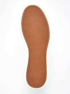 BOSS Aiden Monogram Detail Trainers - White/Tan -Barbou Clothing Shop VIZ6G SQ5 0000005642 WHITE BEIGE SLu