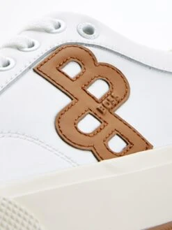 BOSS Aiden Monogram Detail Trainers - White/Tan -Barbou Clothing Shop VIZ6G SQ6 0000005642 WHITE BEIGE SLd