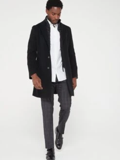 BOSS H-hyde-bib-234 Overcoat - Black