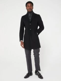 BOSS H-hyde-bib-234 Overcoat - Black -Barbou Clothing Shop VJ7WJ SQ3 0000000004 BLACK MDo