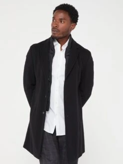 BOSS H-hyde-bib-234 Overcoat - Black -Barbou Clothing Shop VJ7WJ SQ4 0000000004 BLACK MDd