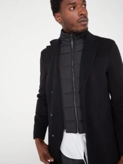 BOSS H-hyde-bib-234 Overcoat - Black -Barbou Clothing Shop VJ7WJ SQ5 0000000004 BLACK MDd1