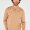 BOSS Bono-l Longsleeve Knitted Polo -Barbou Clothing Shop VJ7ZV SQ1 0000000278 DARK BEIGE MDf