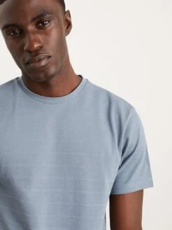 Burton Menswear London Burton Short Sleeve Pique Striped T Shirt - Light Blue -Barbou Clothing Shop VJEMG SQ3 0000000150 LIGHT BLUE MDo