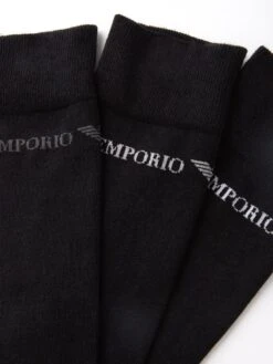 Emporio Armani Bodywear 3 Pack Of Short Socks - Black -Barbou Clothing Shop VJEV0 SQ3 0000000004 BLACK SLd1