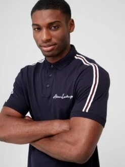 Armani Exchange Tape Shoulder Polo Shirt - Navy -Barbou Clothing Shop VJF1K SQ4 0000000048 NAVY MDd