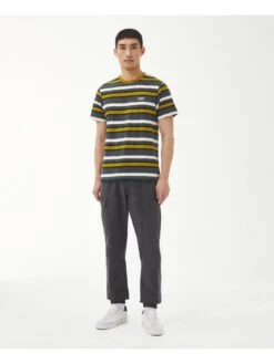 Barbour International Gauge Stripe T-Shirt - Dark Grey -Barbou Clothing Shop VJGK6 SQ3 0000000070 DARK GREY MDo