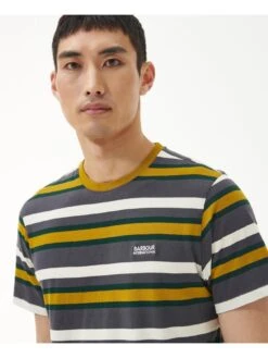Barbour International Gauge Stripe T-Shirt - Dark Grey -Barbou Clothing Shop VJGK6 SQ4 0000000070 DARK GREY MDd
