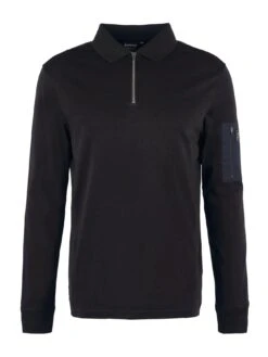 Barbour International Breaker Long Sleeve Zip Polo Shirt - Black -Barbou Clothing Shop VJGKK SQ6 0000000004 BLACK MDd2