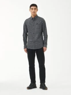 Barbour International Cable Checked Shirt - Dark Grey -Barbou Clothing Shop VJGL4 SQ3 0000000070 DARK GREY MDo