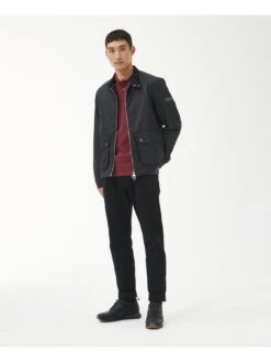 Barbour International Lutron Harrington Wax Jacket - Black -Barbou Clothing Shop VJGLN SQ3 0000000004 BLACK MDo
