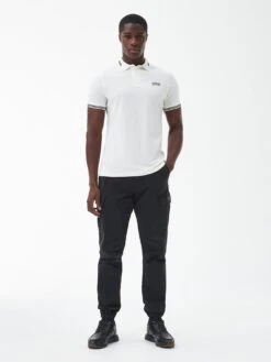 Barbour International Essential Tipped Polo Shirt - Off White -Barbou Clothing Shop VJGNZ SQ3 0000000067 CREAM MDo