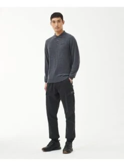 Barbour International Merino Polo Shirt - Dark Grey -Barbou Clothing Shop VJGO6 SQ3 0000000070 DARK GREY MDo