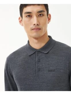 Barbour International Merino Polo Shirt - Dark Grey -Barbou Clothing Shop VJGO6 SQ4 0000000070 DARK GREY MDd