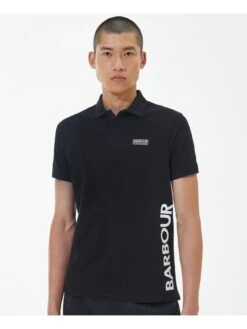 Barbour International Very Exclusive - Bold Logo Full Collar Polo Shirt - Black