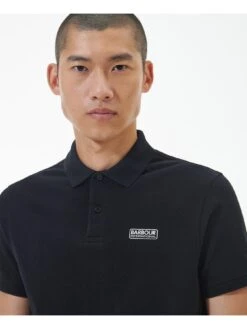 Barbour International Very Exclusive - Bold Logo Full Collar Polo Shirt - Black -Barbou Clothing Shop VJKTC SQ4 0000000004 BLACK MDd