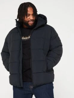 Calvin Klein Big & Tall Crinkle Nylon Quilt Jacket - Black