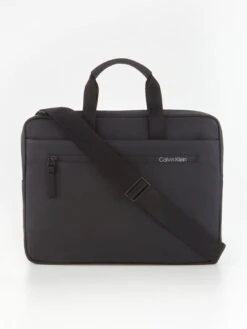 Calvin Klein Men's Rubberized Slim Convertible Laptop Bag - BlackÂ