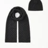 Calvin Klein Monogram Scarf And Beanie Hat Gift Set - Black/White -Barbou Clothing Shop VJNB5 SQ1 0000000019 BLACK WHITE SLf
