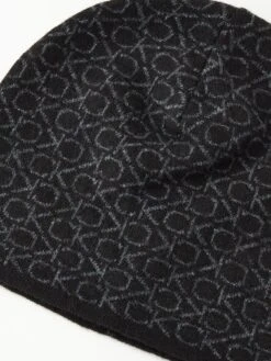 Calvin Klein Monogram Scarf And Beanie Hat Gift Set - Black/White -Barbou Clothing Shop VJNB5 SQ5 0000000019 BLACK WHITE SLd2