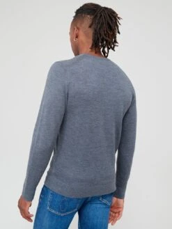 Calvin Klein Merino Crew Neck Sweater - Grey  -Barbou Clothing Shop VJNF5 SQ2 0000000070 DARK GREY MDb