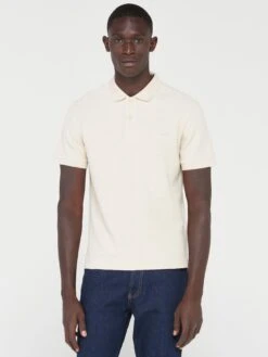 Calvin Klein Textured Two Tone Polo Shirt - White