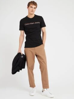 Calvin Klein Jeans Mixed Institutional T-shirt - Black  -Barbou Clothing Shop VJV2U SQ3 0000000029 MULTI MDo