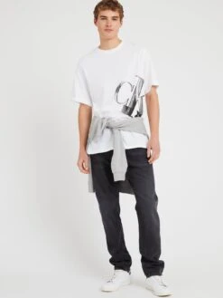 Calvin Klein Jeans Hyper Real Slanted CK T-shirt - White -Barbou Clothing Shop VJV4N SQ3 0000000013 WHITE MDo