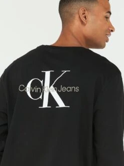 Calvin Klein Jeans Monologo Longsleeve Back Print T-shirt -Barbou Clothing Shop VJV4O SQ4 0000000019 BLACK WHITE MDd