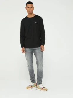 Calvin Klein Jeans Monologo Longsleeve Back Print T-shirt -Barbou Clothing Shop VJV4O SQ5 0000000019 BLACK WHITE MDd1