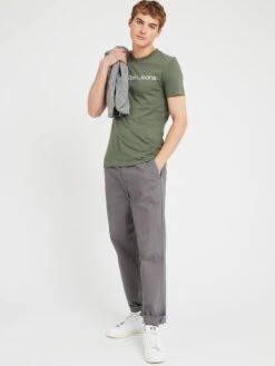 Calvin Klein Jeans Institutional Logo Slim T-shirt - Green -Barbou Clothing Shop VJV6D SQ3 0000000047 GREEN MDo
