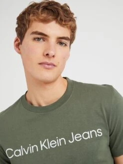 Calvin Klein Jeans Institutional Logo Slim T-shirt - Green -Barbou Clothing Shop VJV6D SQ4 0000000047 GREEN MDd