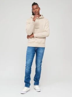 Calvin Klein Jeans Institutional Hoodie - Beige  -Barbou Clothing Shop VJV6G SQ3 0000000108 BEIGE MDo