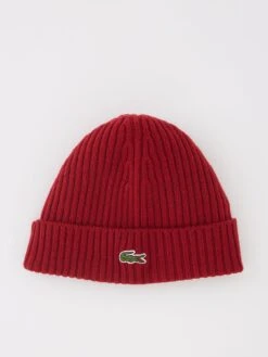 Lacoste Ribbed Beanie Hat - Red