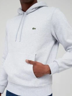 Lacoste Core Fleece Overhead Hoodie - Light Grey -Barbou Clothing Shop VJW6I SQ5 0000000215 LIGHT GREY MDd1
