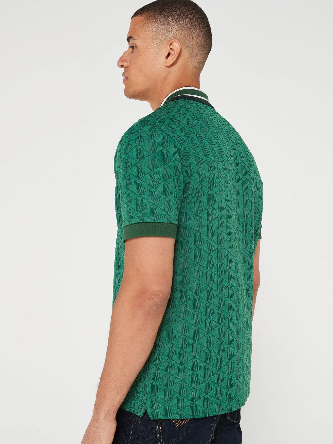 Lacoste All Over Monogram Polo Shirt - Green 4 Lacoste All Over Monogram Polo Shirt - Green - Image 2
