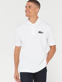 Lacoste Large Croc Oversized Polo Shirt - White