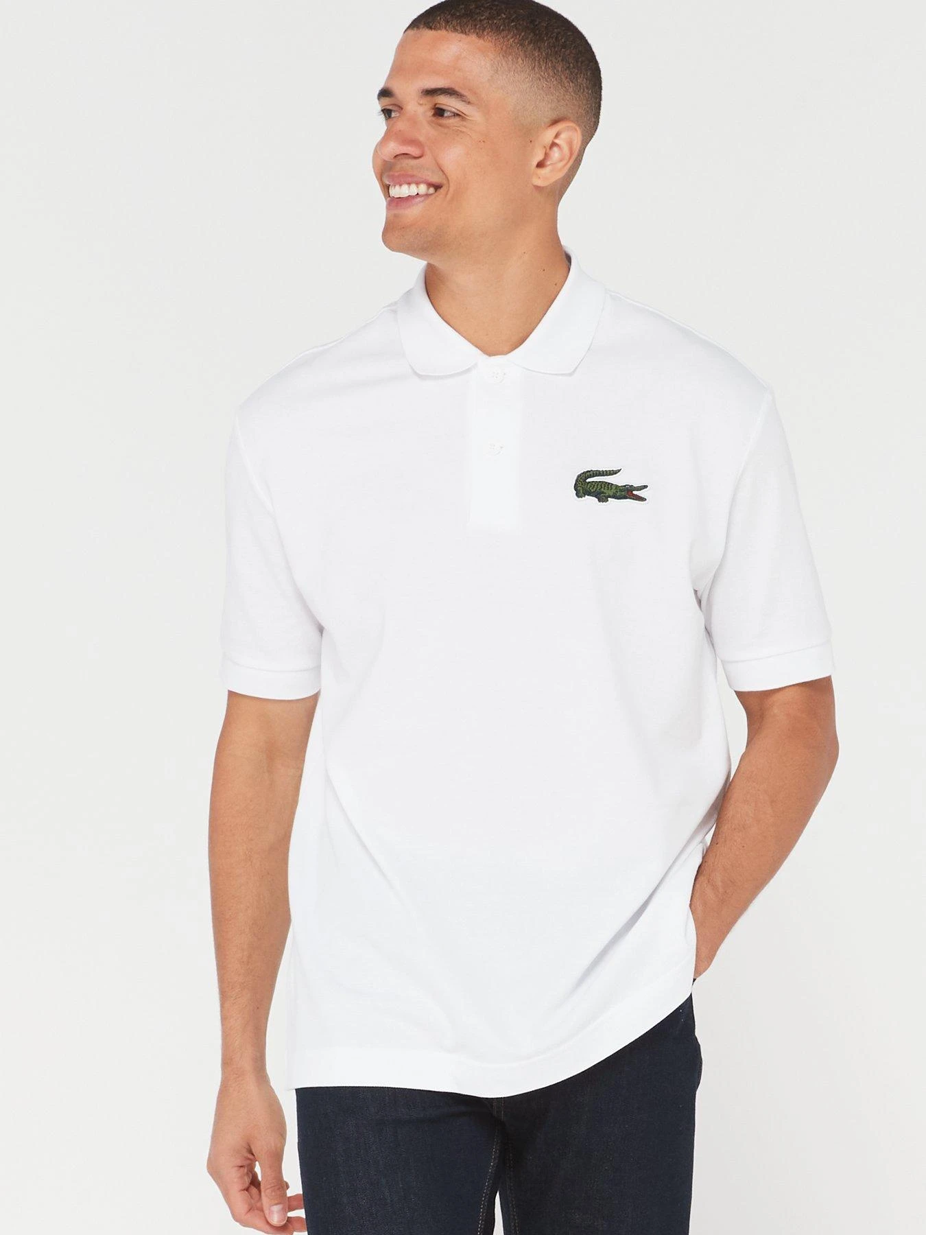 Lacoste Large Croc Oversized Polo Shirt - White 3 Lacoste Large Croc Oversized Polo Shirt - White