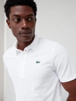 Lacoste Golf Ribbed Striped Polo Shirt - White -Barbou Clothing Shop VJW7C SQ4 0000000013 WHITE MDd